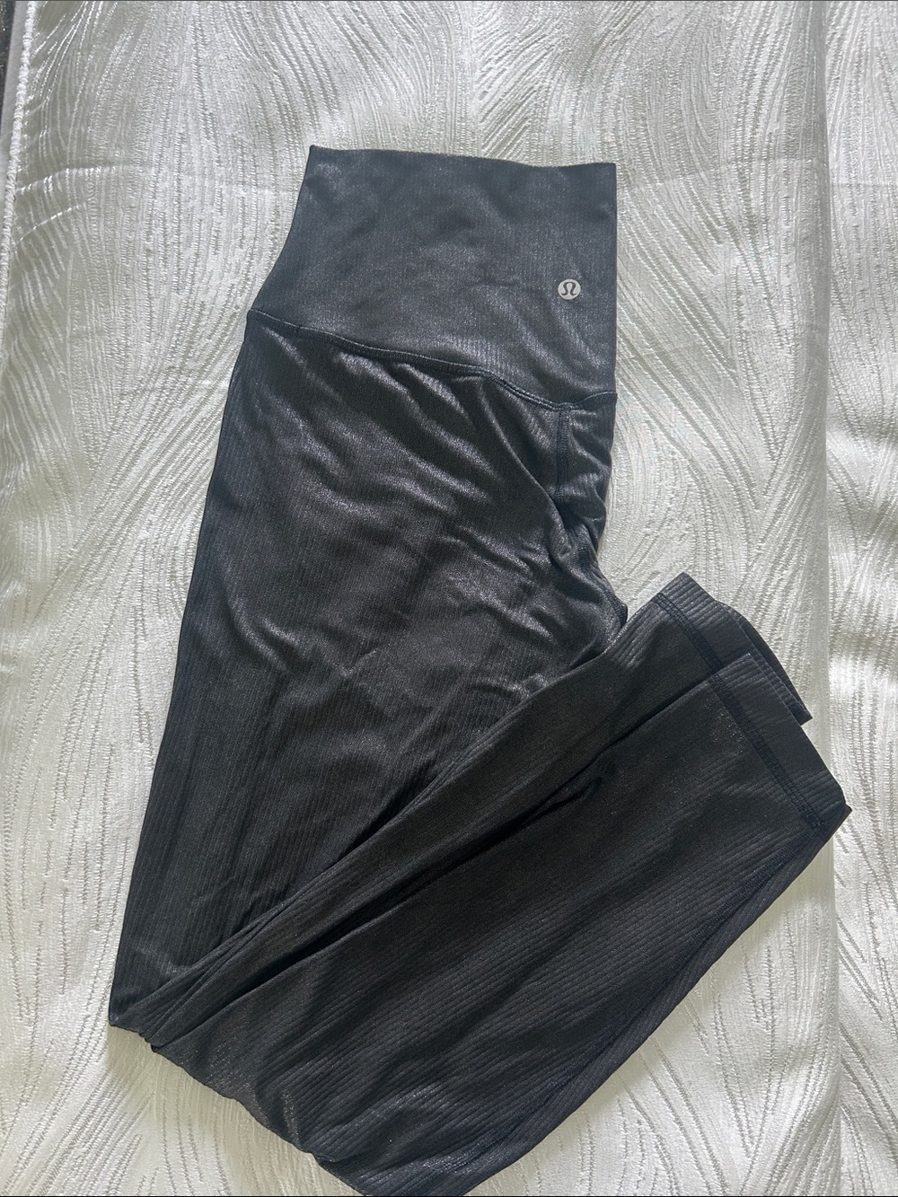 lululemon athletica Black Shiny Texture Leggings